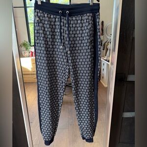 Michael Kors Navy and White Patterned Joggers
